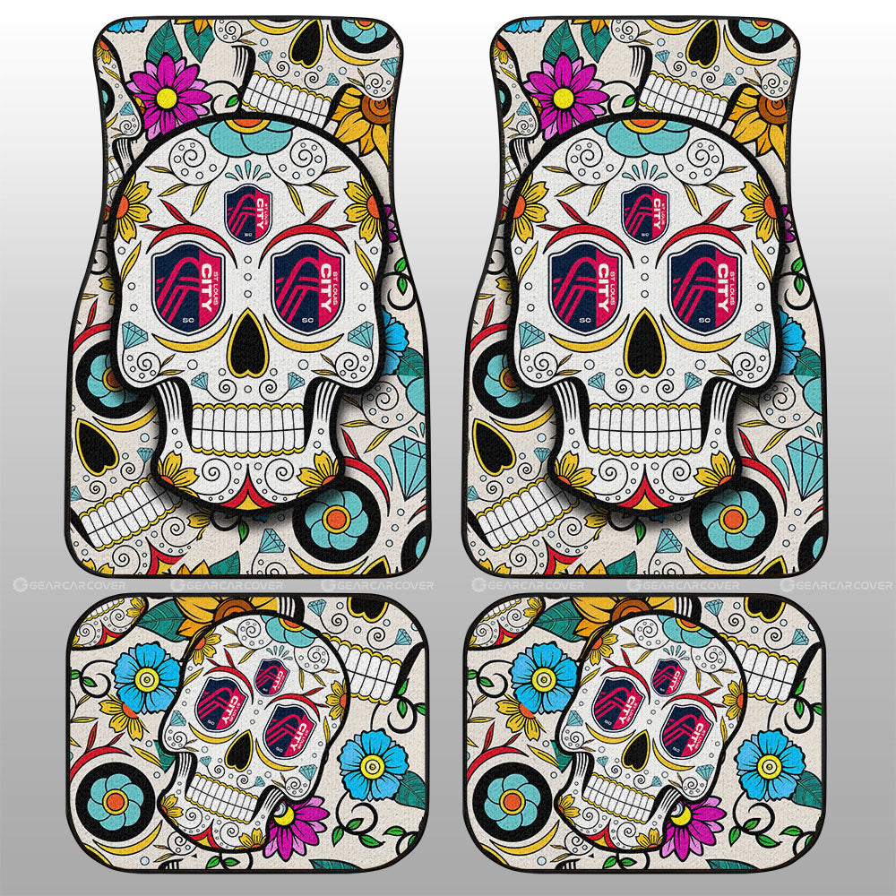 St Louis City SC Car Floor Mats Custom Sugar Skull Car Accessories - Gearcarcover - 1