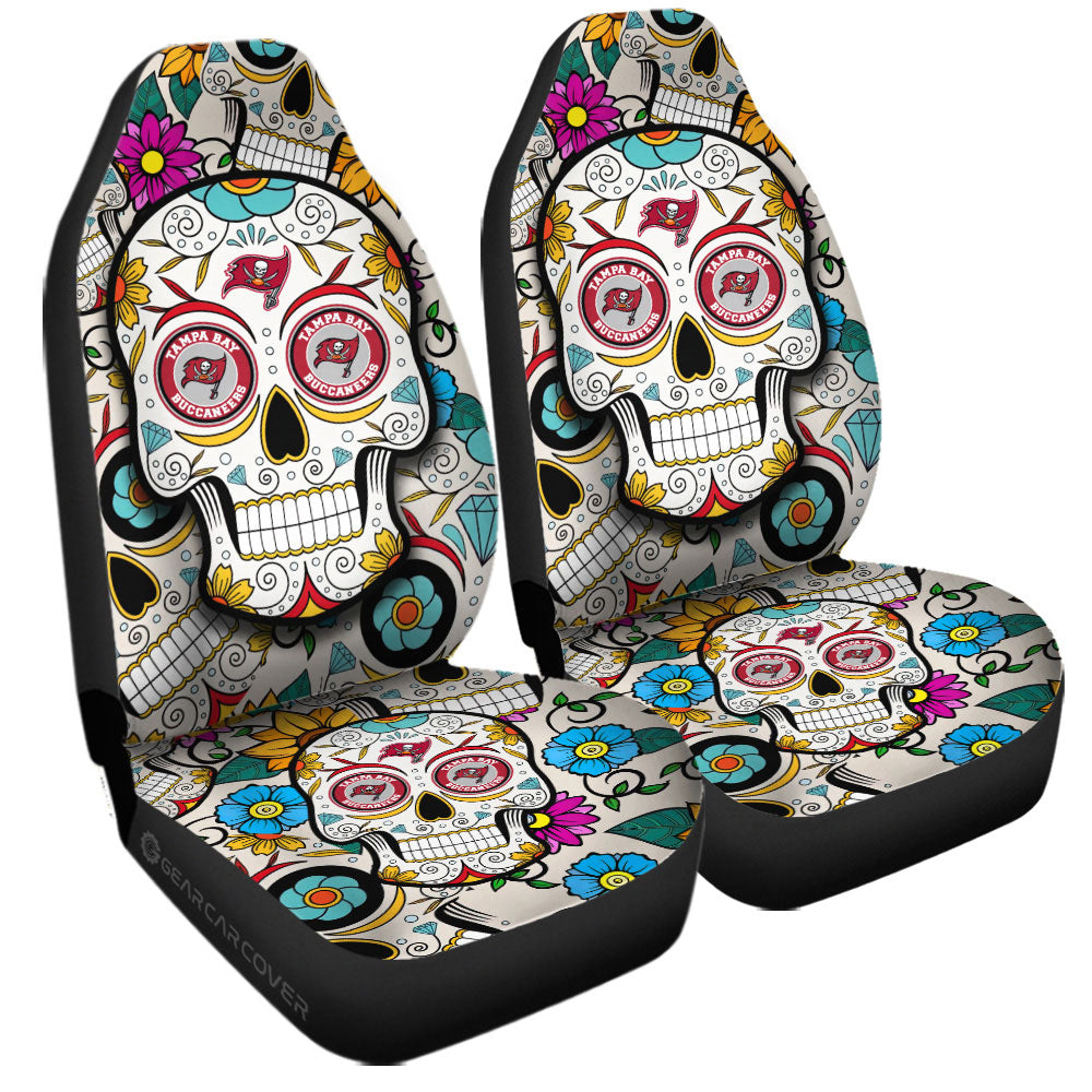 Tampa Bay Buccaneers Car Seat Covers Custom Sugar Skull Car Accessories - Gearcarcover - 3