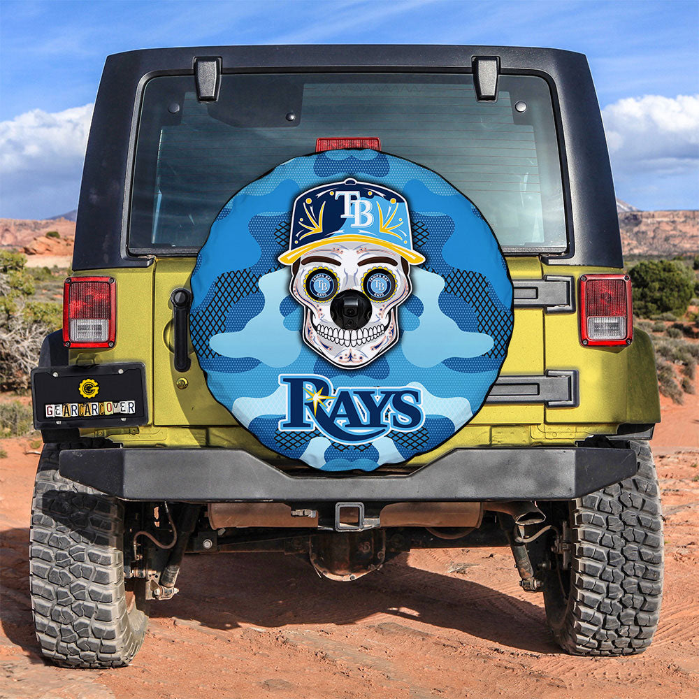 Tampa Bay Rays Spare Tire Covers Camera Hole Skull Theme Collection - Gearcarcover - 3