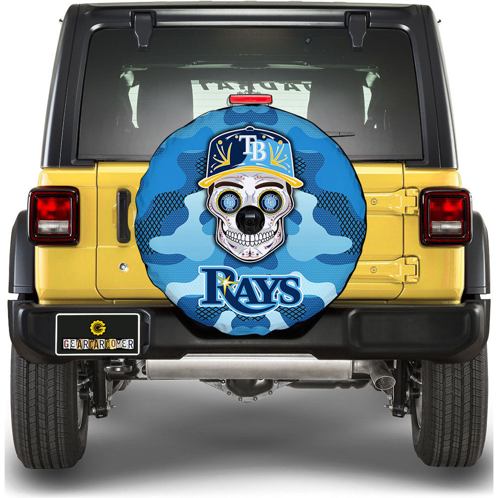 Tampa Bay Rays Spare Tire Covers Camera Hole Skull Theme Collection - Gearcarcover - 1