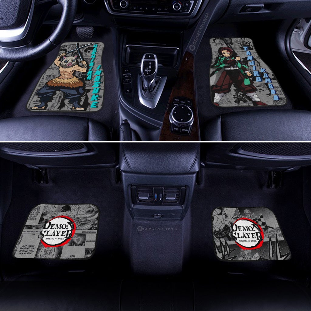Tanjiro And Inosuke Car Floor Mats Custom Mix Mangas - Gearcarcover - 3