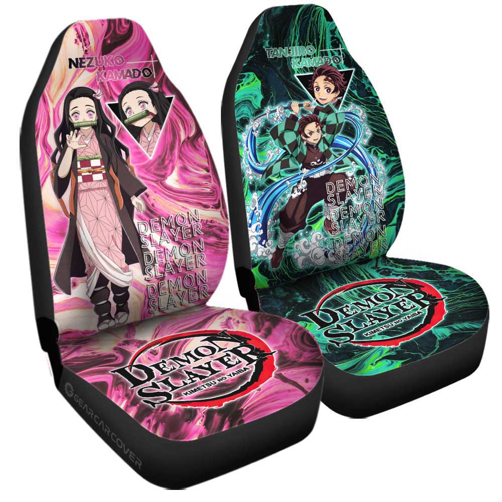Tanjiro And Nezuko Car Seat Covers Custom Demon Slayer Anime Car Accessories - Gearcarcover - 3