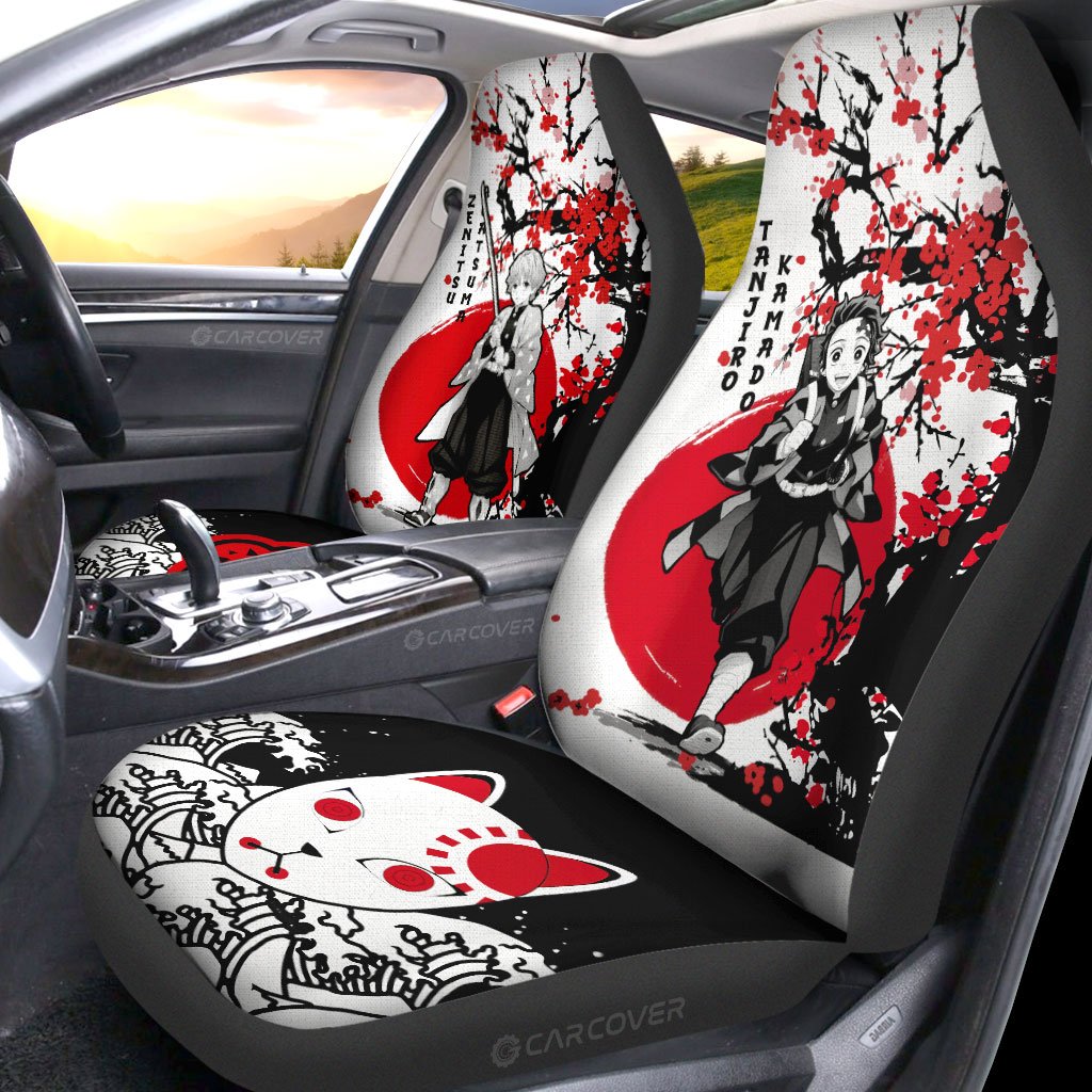 Tanjiro And Zenitsu Car Seat Covers Custom Japan Style Car Interior Accessories - Gearcarcover - 2