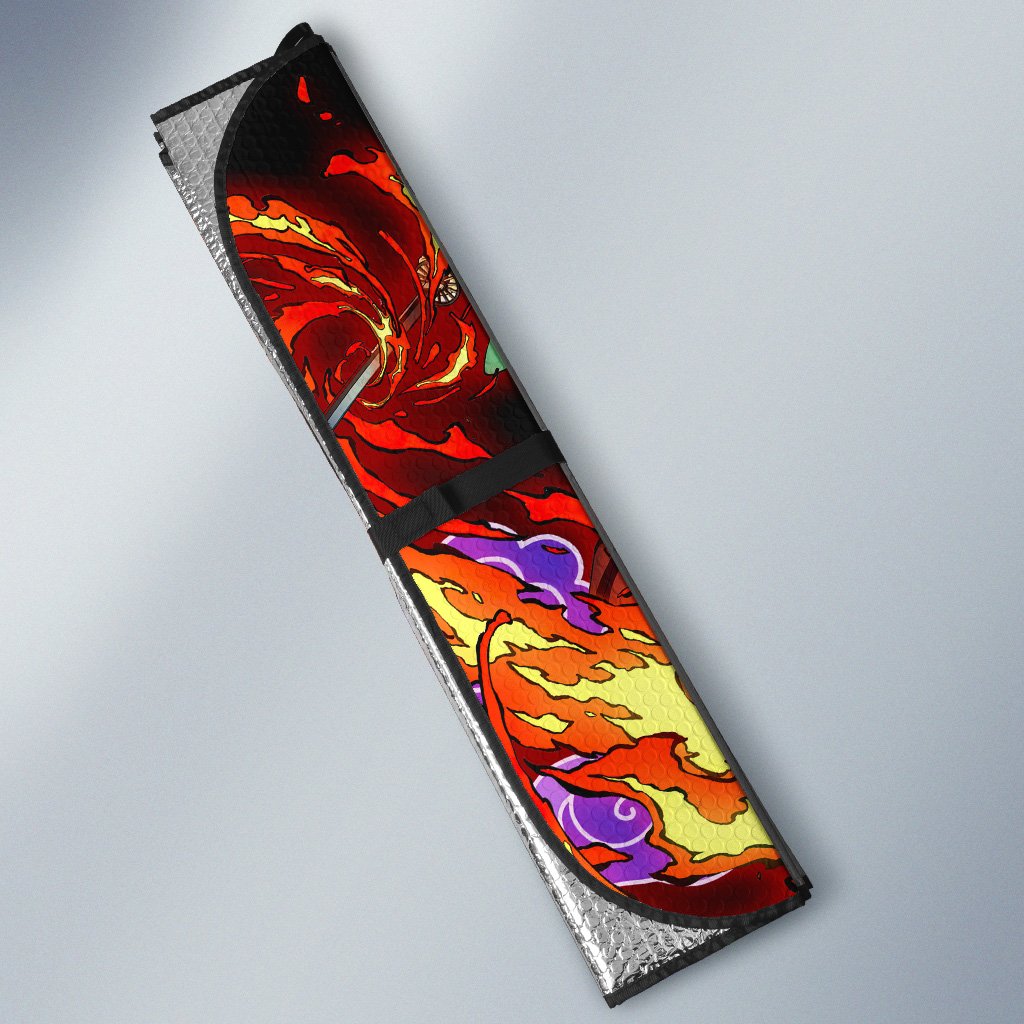 Tanjiro Car Sunshade Custom Sun And Water Breathing Skill Demon Slayer Anime Car Accessories - Gearcarcover - 3