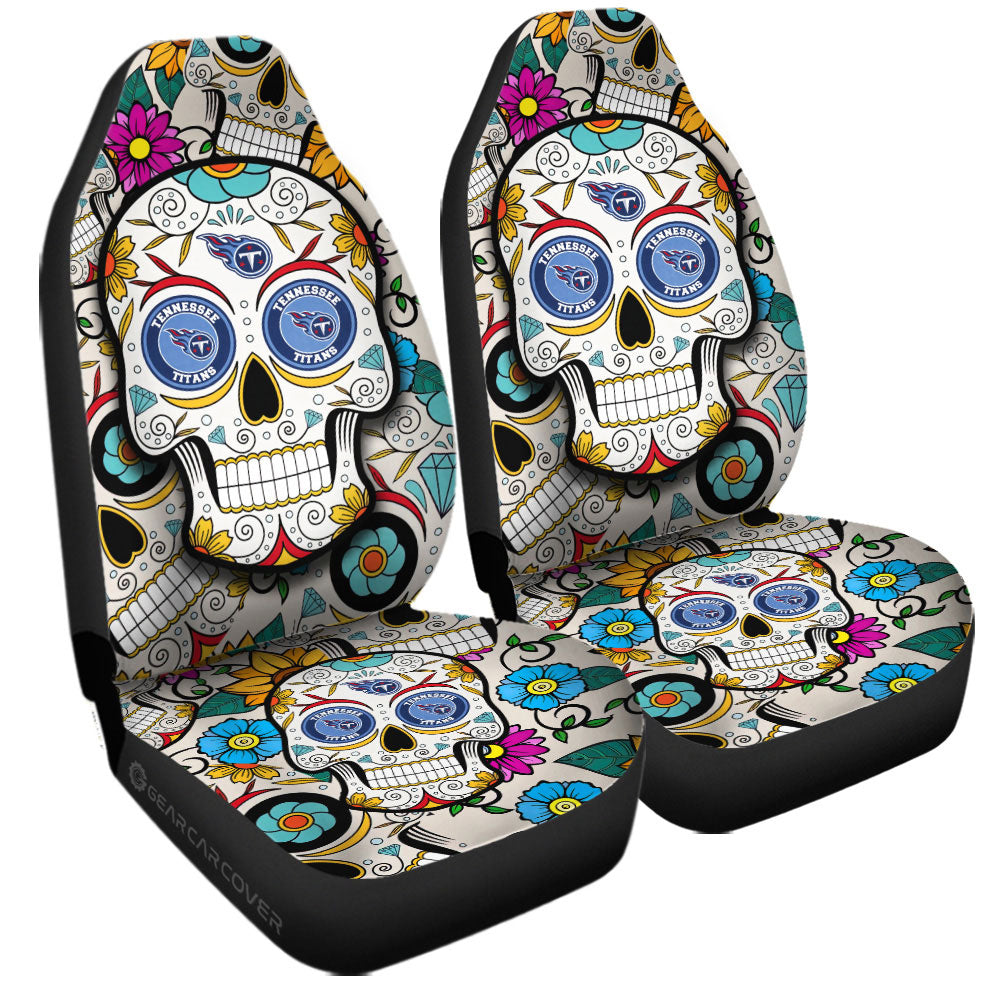Tennessee Titans Car Seat Covers Custom Sugar Skull Car Accessories - Gearcarcover - 3