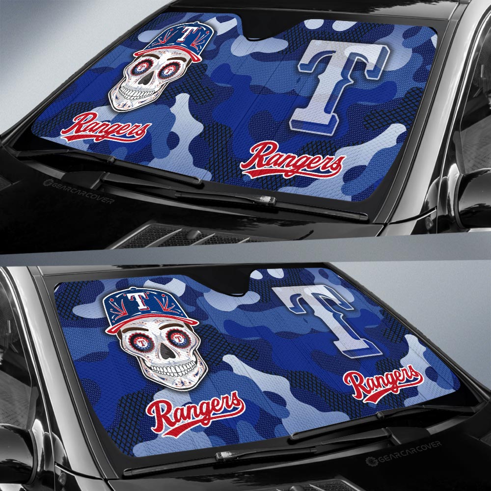 Texas Rangers Car Sunshade Skull Theme Collection - Gearcarcover - 2