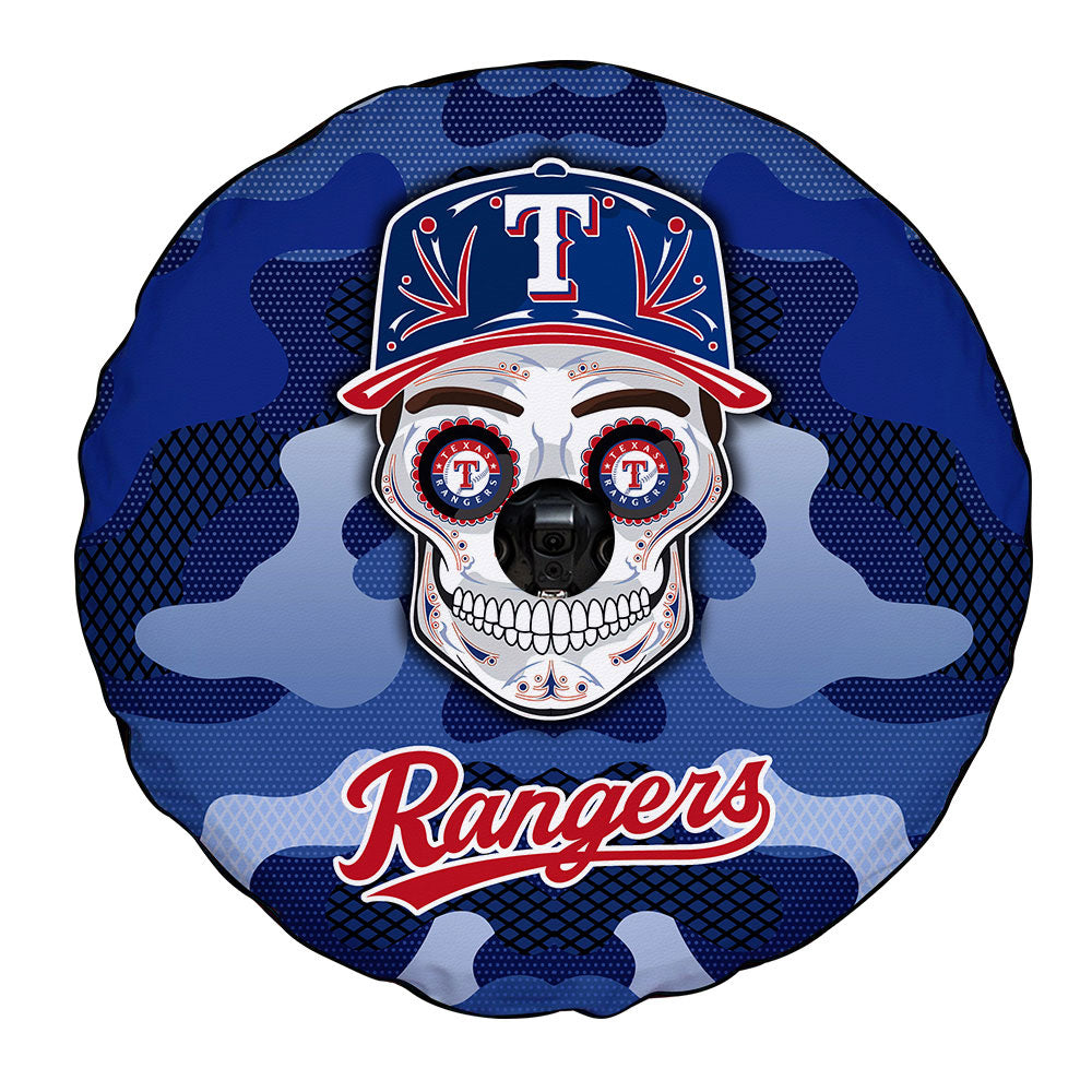 Texas Rangers Spare Tire Covers Camera Hole Skull Theme Collection - Gearcarcover - 4