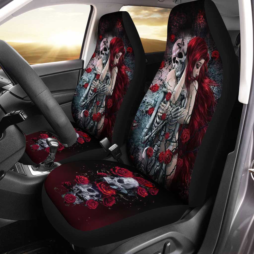 Until My Last Breath Car Seat Covers Custom Floral Girl Skull Car Acce