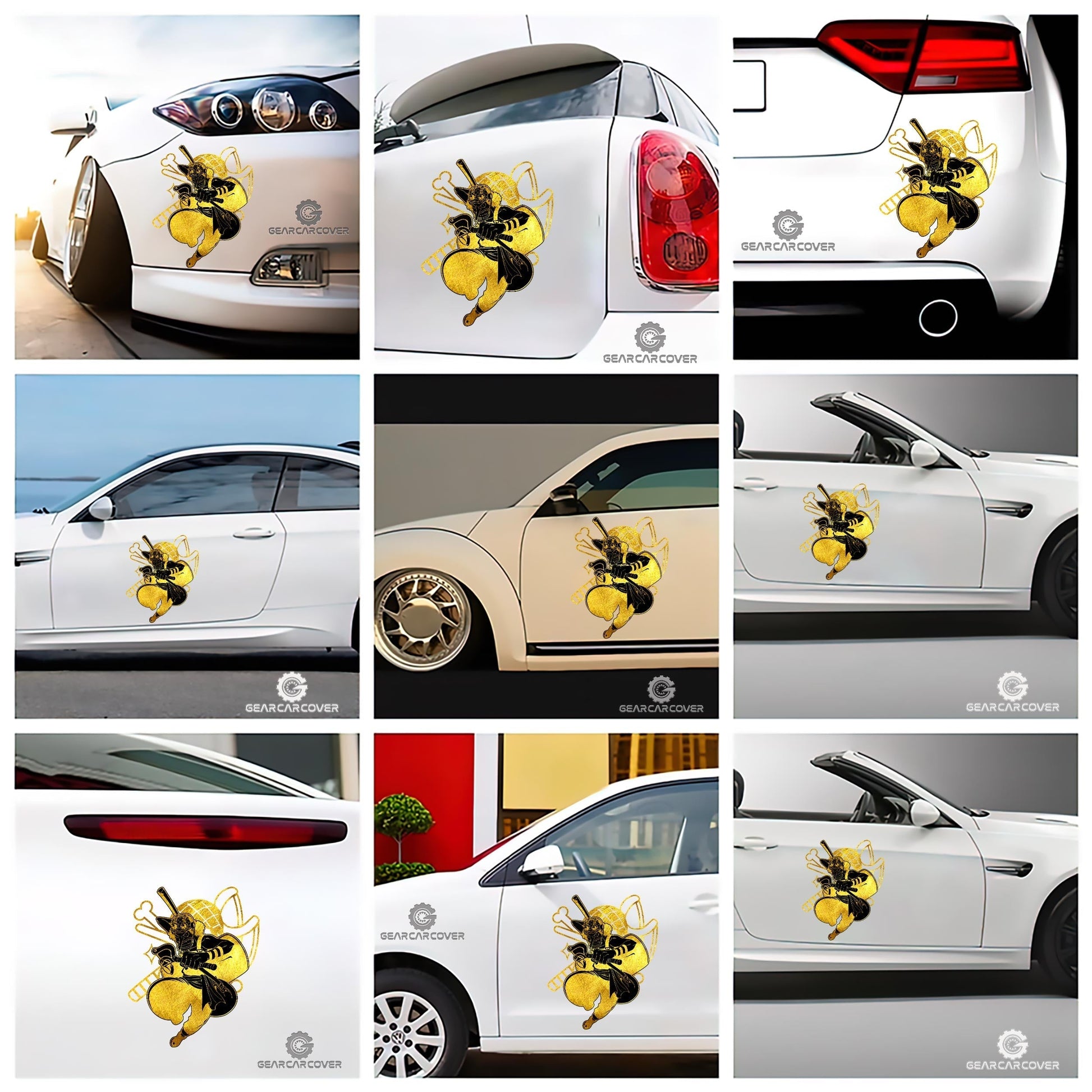 Usopp Car Sticker Custom Gold Silhouette Style - Gearcarcover - 2