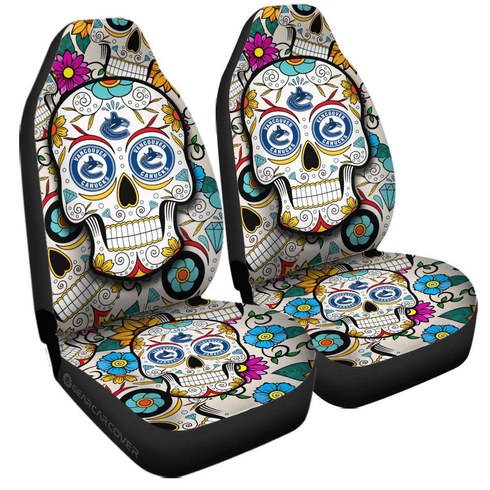Vancouver Canucks Car Seat Covers Custom Sugar Skull Car Accessories - Gearcarcover - 3