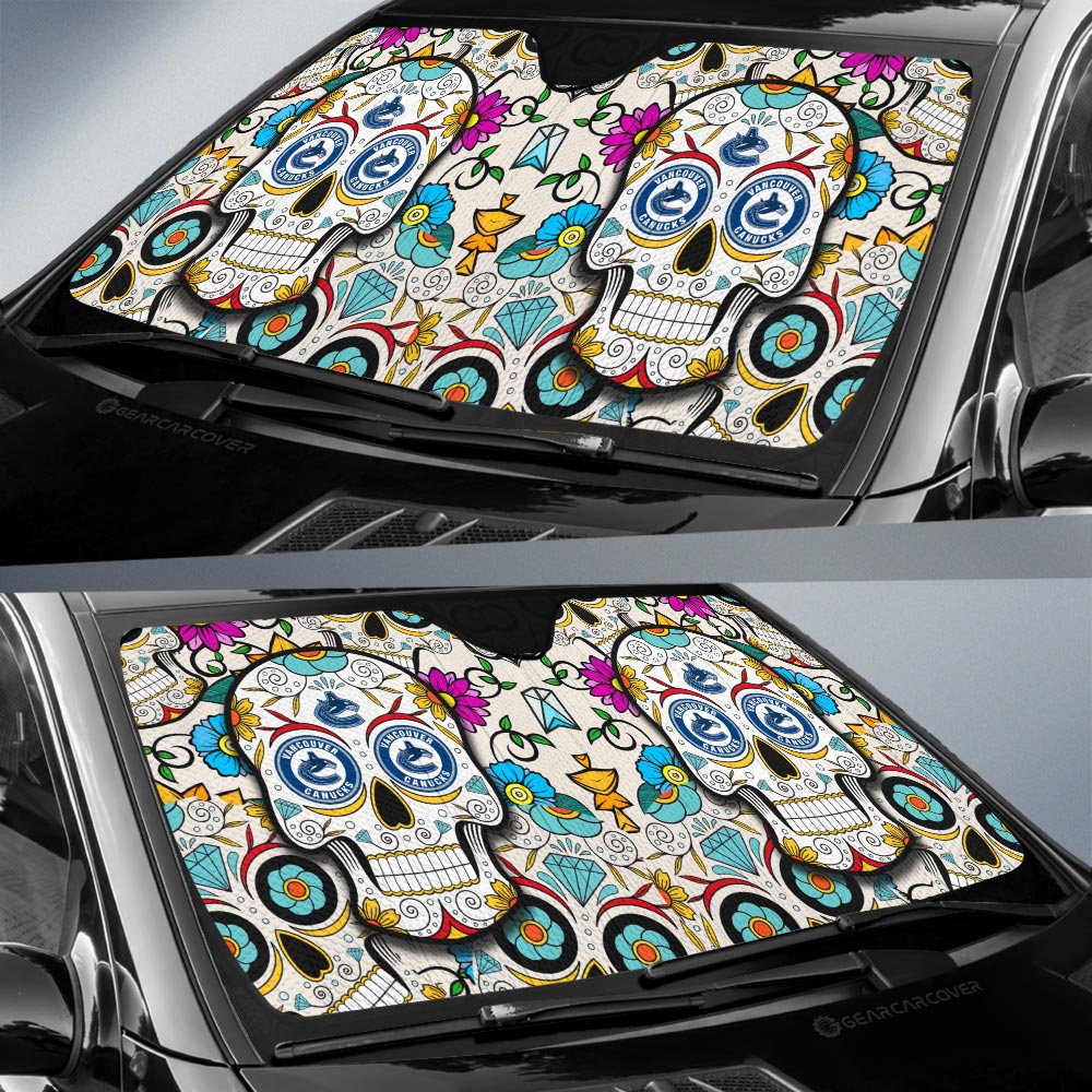 Vancouver Canucks Car Sunshade Custom Sugar Skull Car Accessories - Gearcarcover - 2