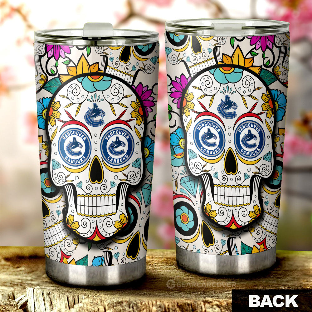 Vancouver Canucks Tumbler Cup Custom Sugar Skull Car Accessories - Gearcarcover - 2