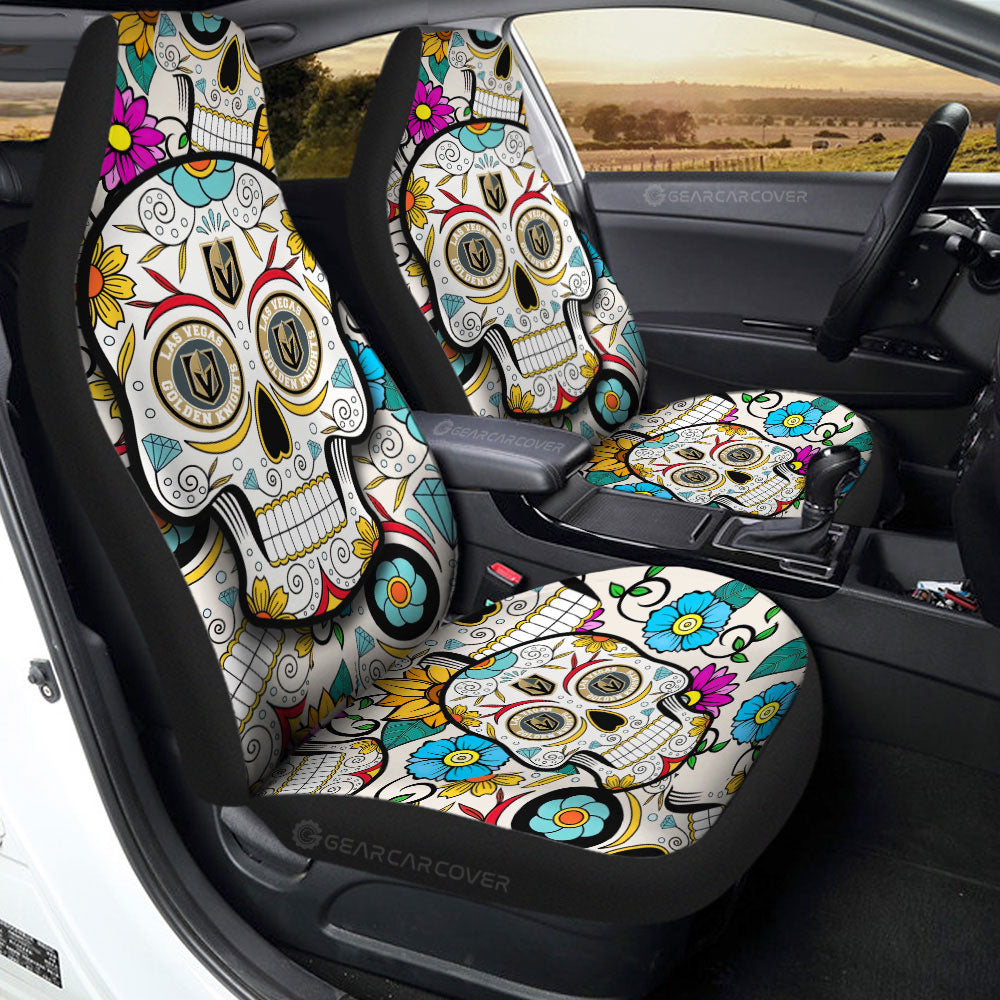 Vegas Golden Knights Car Seat Covers Custom Sugar Skull Car Accessories - Gearcarcover - 2