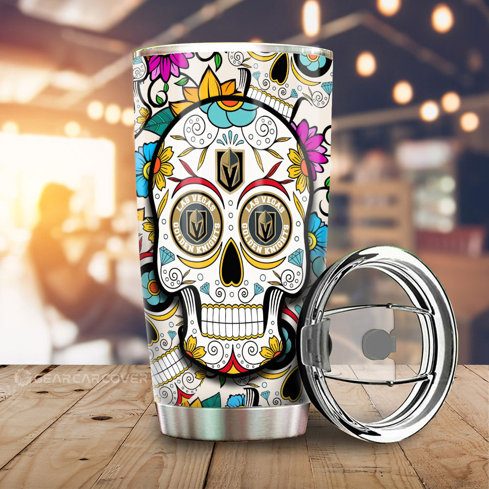 Vegas Golden Knights Tumbler Cup Custom Sugar Skull Car Accessories - Gearcarcover - 1