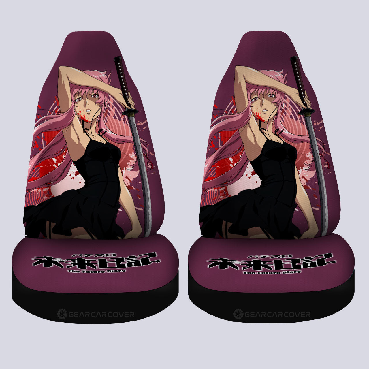 Waifu Girl Yuno Gasai Car Seat Covers Custom The Future Diary Car Accessories - Gearcarcover - 4