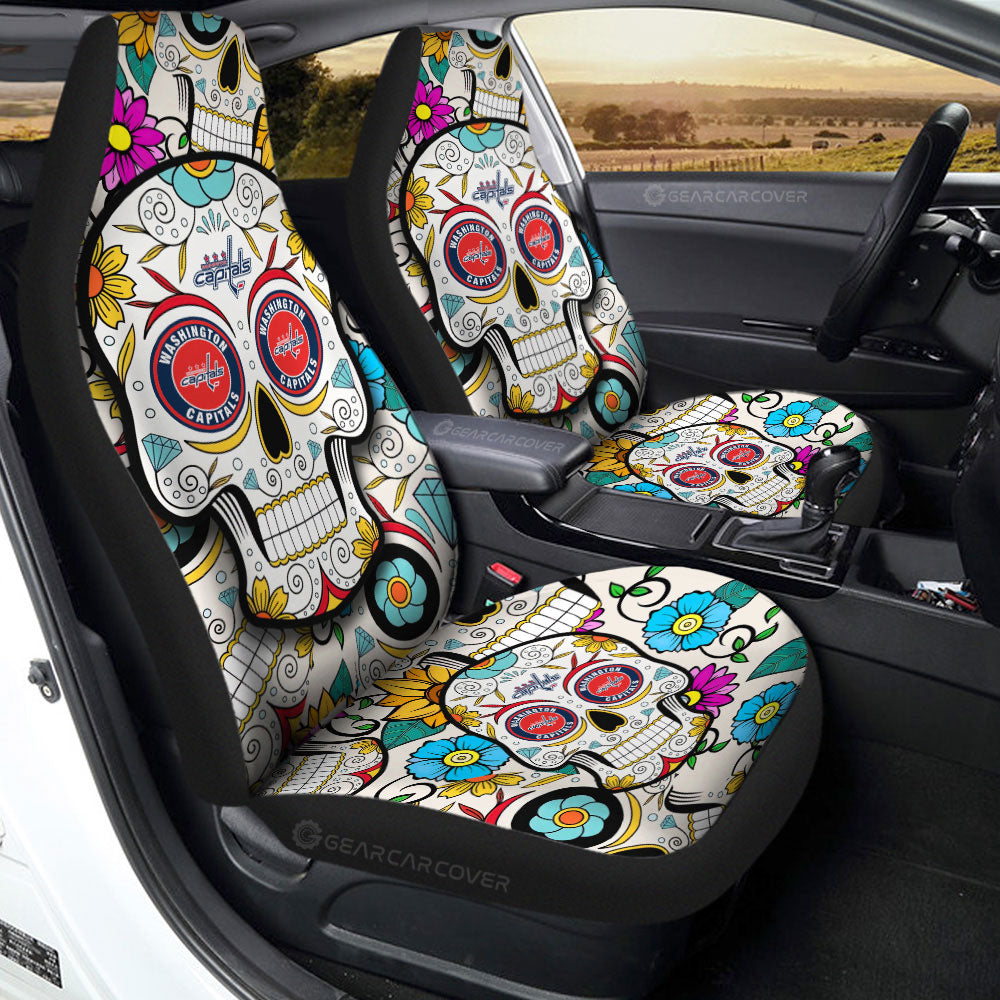Washington Capitals Car Seat Covers Custom Sugar Skull Car Accessories - Gearcarcover - 2
