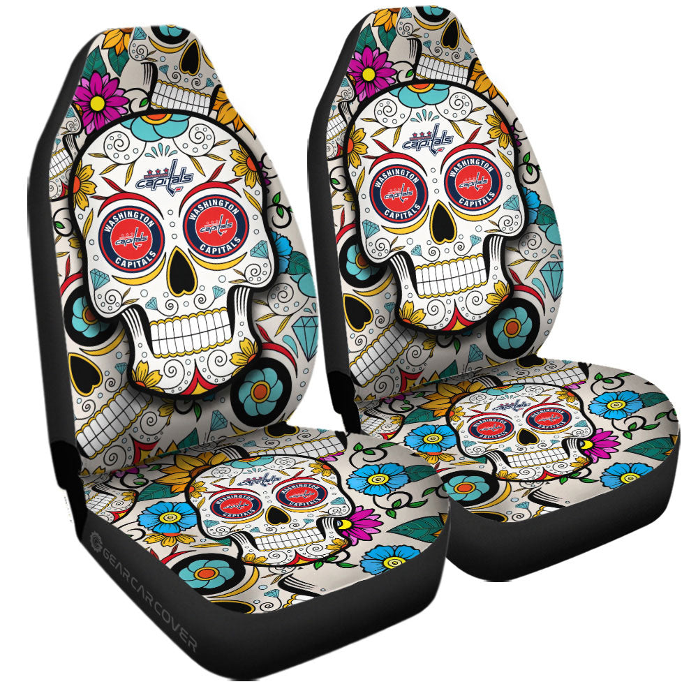 Washington Capitals Car Seat Covers Custom Sugar Skull Car Accessories - Gearcarcover - 3