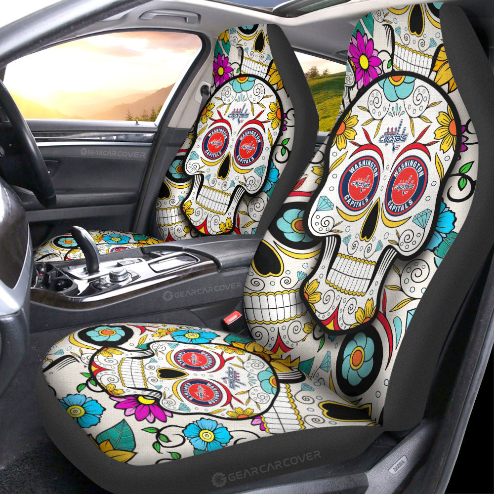 Washington Capitals Car Seat Covers Custom Sugar Skull Car Accessories - Gearcarcover - 1