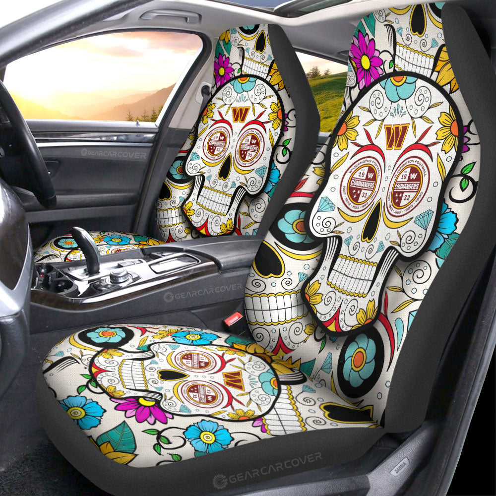 Washington Commanders Car Seat Covers Custom Sugar Skull Car Accessories - Gearcarcover - 1