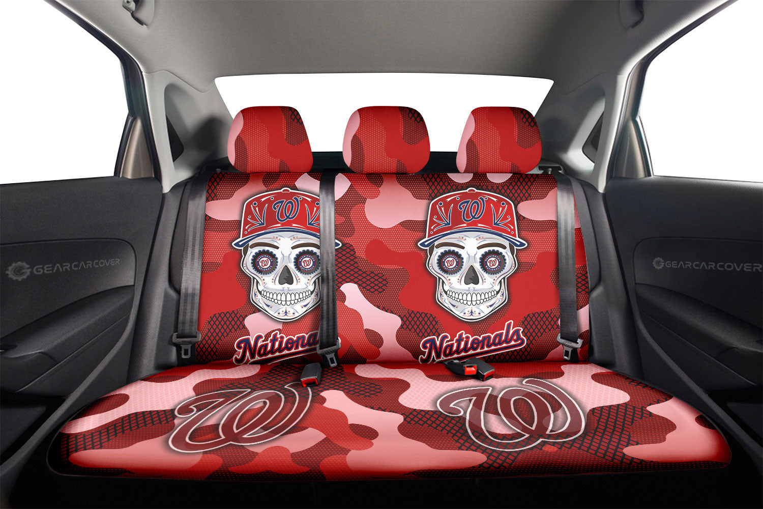Washington Nationals Car Back Seat Covers Skull Theme Collection - Gearcarcover - 2