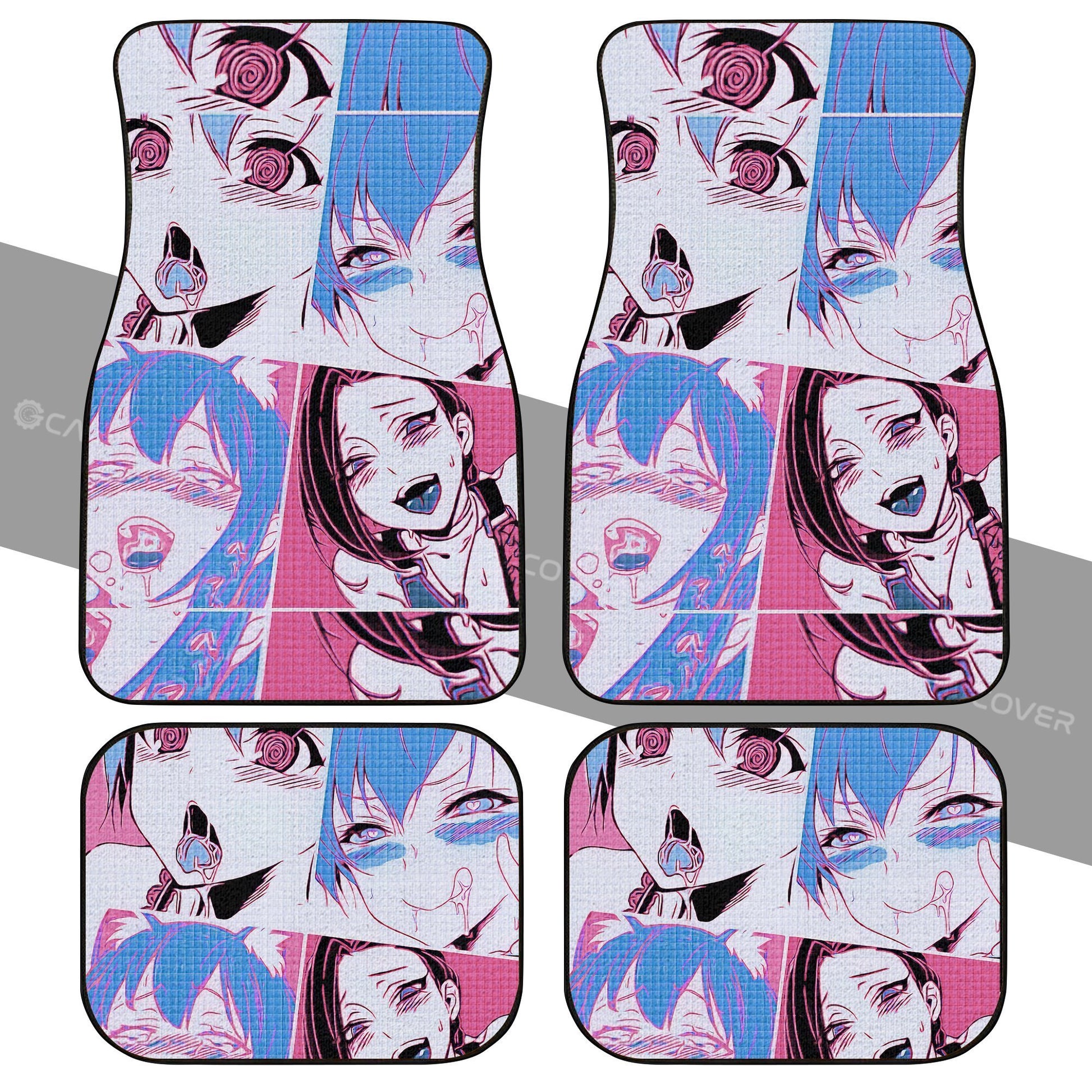 Ahegao Car Floor Mats Custom Neon Vintage Car Interior Accessories - Gearcarcover - 2