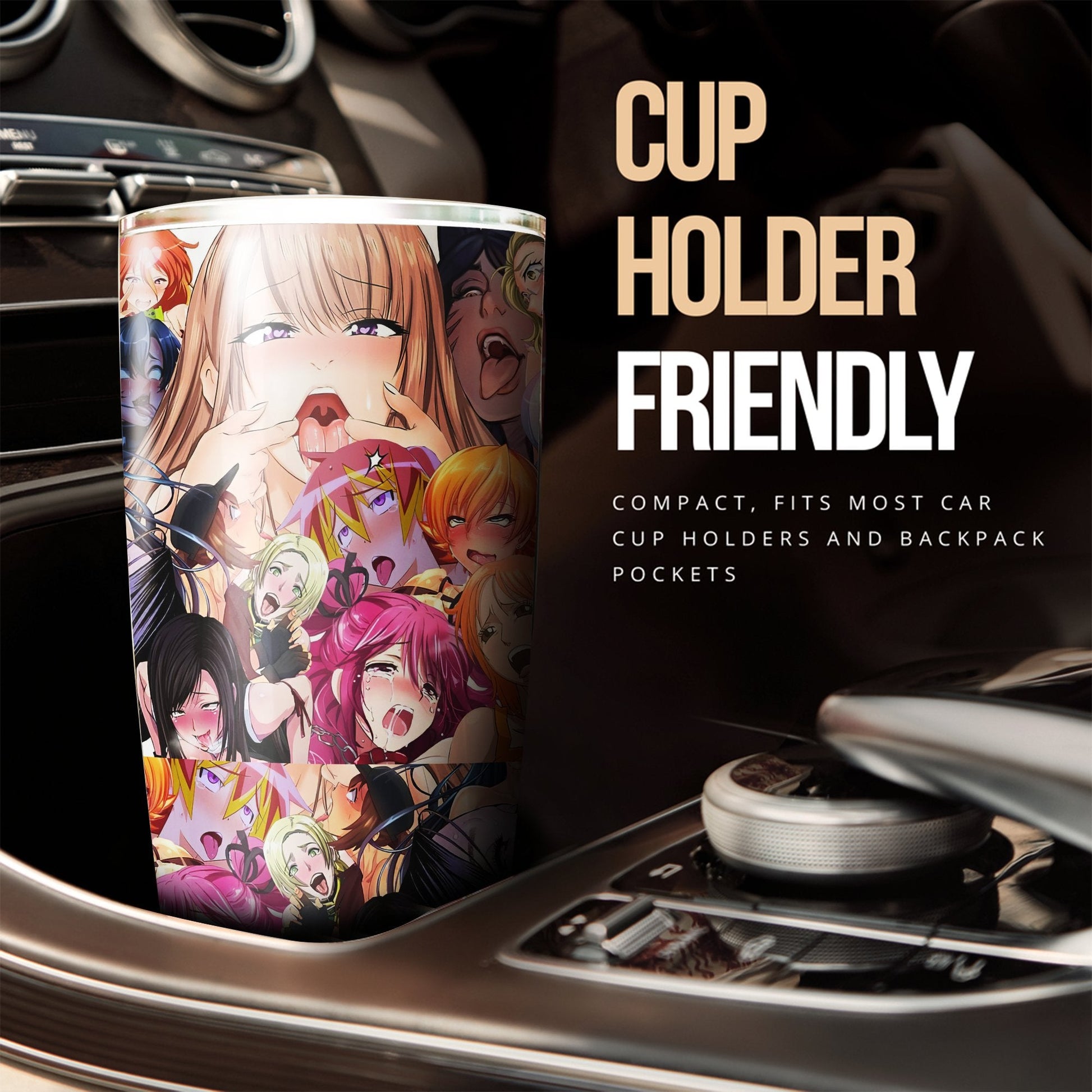 Ahegao Tumbler Cup Custom Pattern Car Interior Accessories - Gearcarcover - 2
