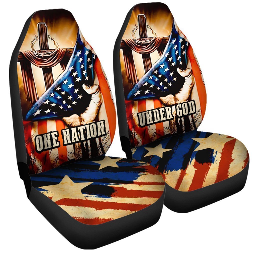 American Flag Car Seat Covers Custom One Nation Under God Car Accessories - Gearcarcover - 4