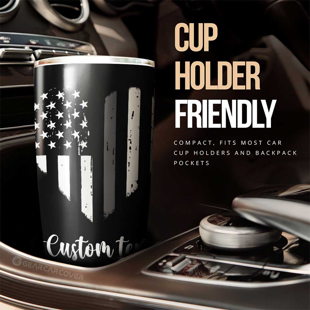 American Flag Heart Tumbler Cup Custom Personalized Name Car Interior Accessories - Gearcarcover - 2