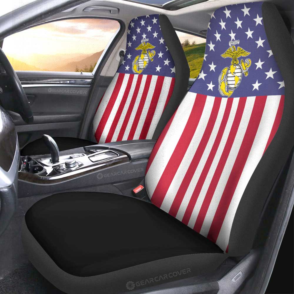 American Flag Military Marine Corps Car Seat Covers Custom Car Accessories - Gearcarcover - 3