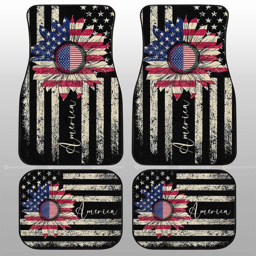 American Flag Sunflower Car Floor Mats Custom Car Accessories - Gearcarcover - 1