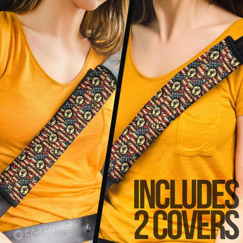 American Sunflower Seat Belt Covers Custom US Flag Car Accessories - Gearcarcover - 2