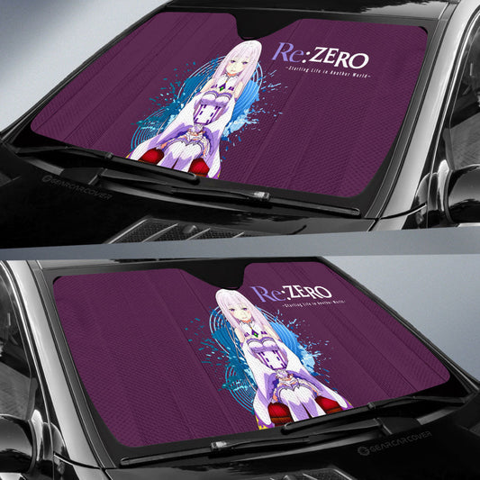 Anime Sexy Girl Emilia Car Sunshade Custom Re:Zero Anime Car Accessories - Gearcarcover - 2