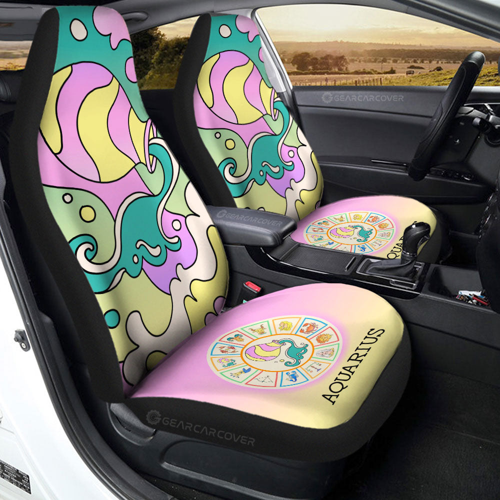 Aquarius Colorful Car Seat Covers Custom Zodiac Car Accessories - Gearcarcover - 3
