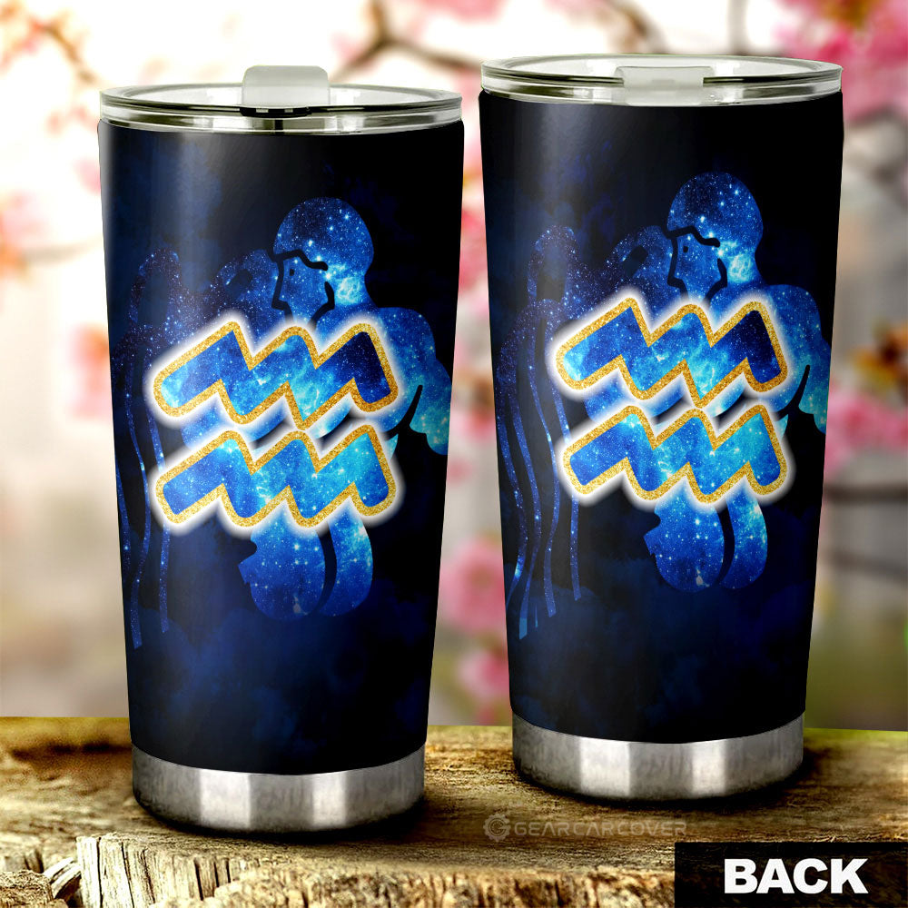 Aquarius Tumbler Cup Custom Name Zodiac Car Interior Accessories - Gearcarcover - 3
