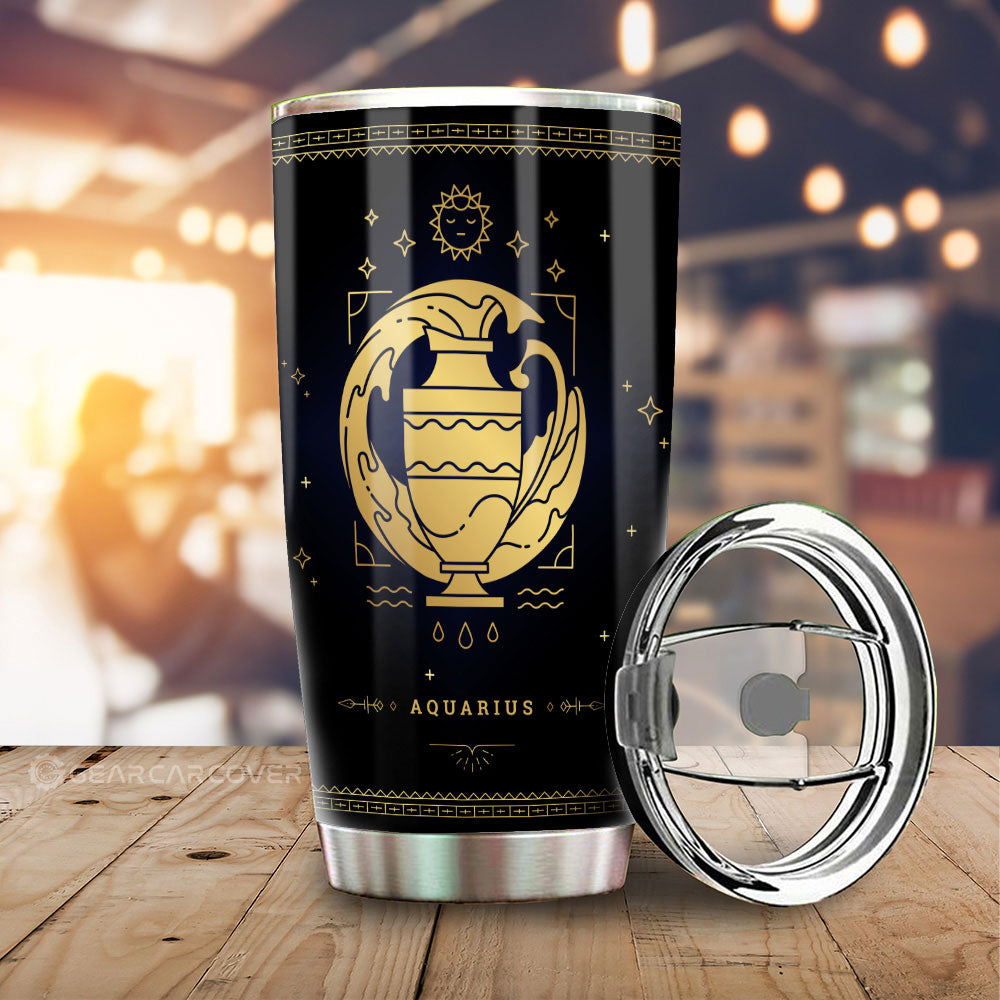 Aquarius Tumbler Cup Custom Zodiac Car Interior Accessories - Gearcarcover - 1