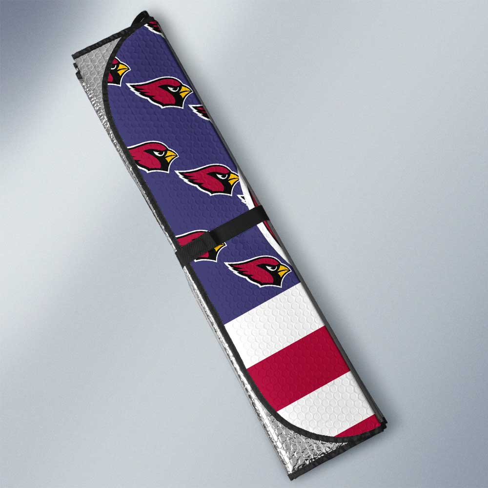 Arizona Cardinals Car Sunshade Custom US Flag Style - Gearcarcover - 3
