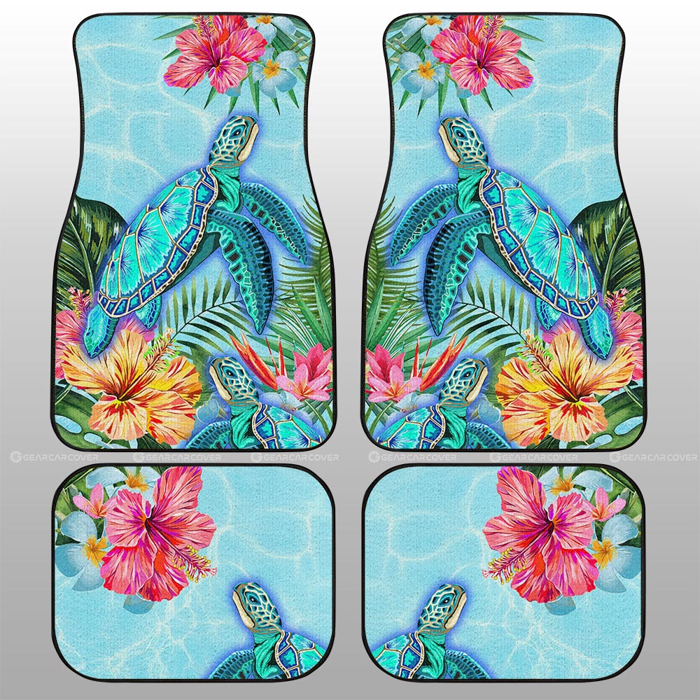 Beautiful Turtle Car Floor Mats Custom Flower Hibiscus Car Accessories - Gearcarcover - 2