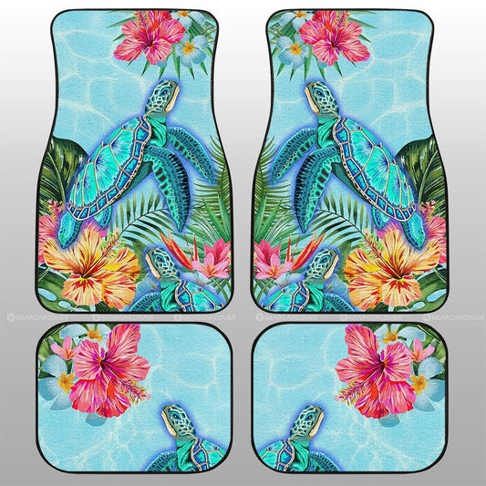Beautiful Turtle Car Floor Mats Custom Flower Hibiscus Car Accessories - Gearcarcover - 2