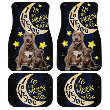 Best Dad Ever Pitbull Car Floor Mats Custom I Love You To The Moon And Back Cool Car Accessories - Gearcarcover - 1
