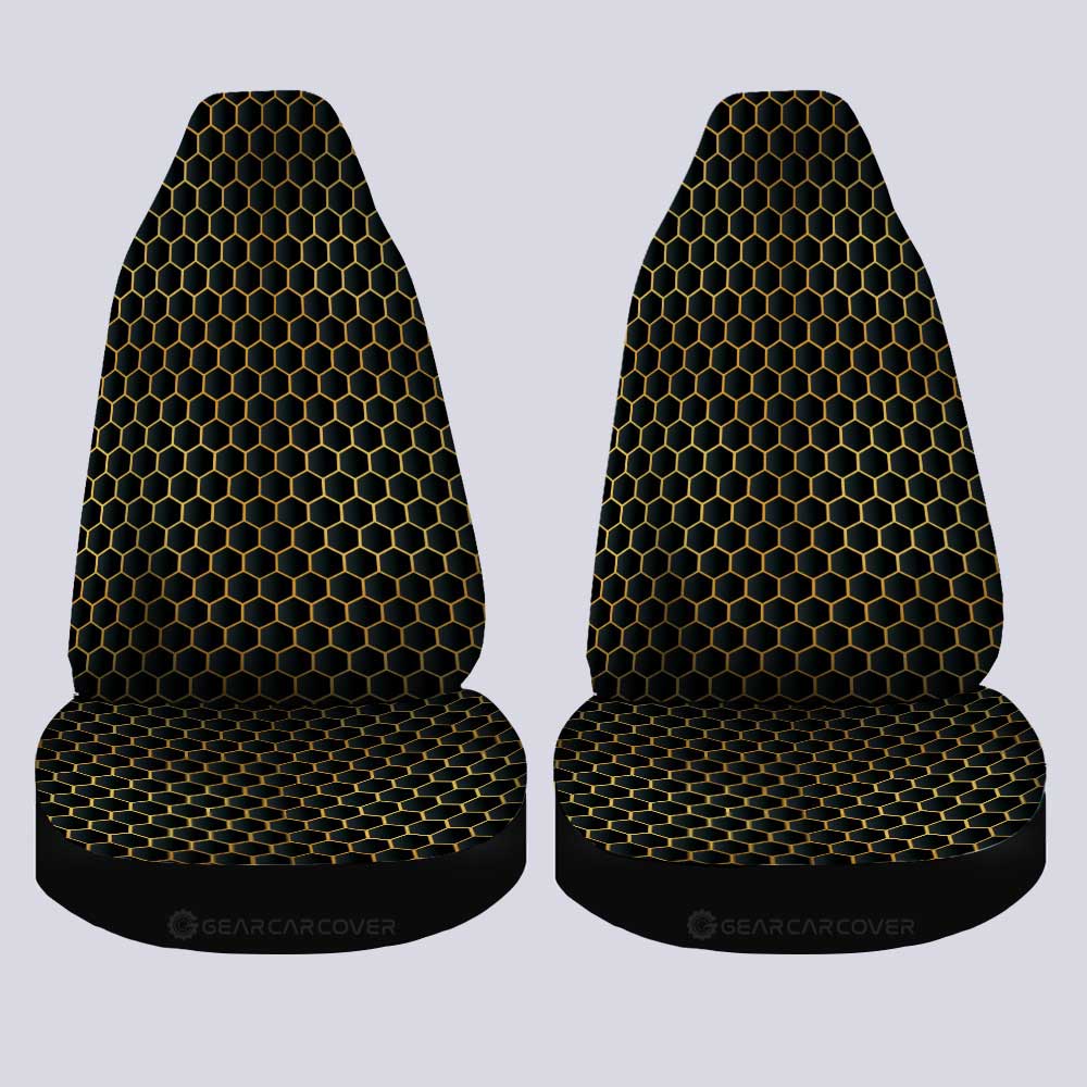 Black Pattern Car Seat Covers Custom Honeycomb Background Car Accessories - Gearcarcover - 2
