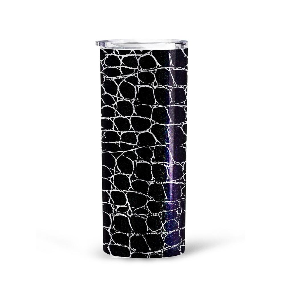 Black Skin Pattern Crocodile Custom Tall Glitter Tumbler - Gearcarcover - 3