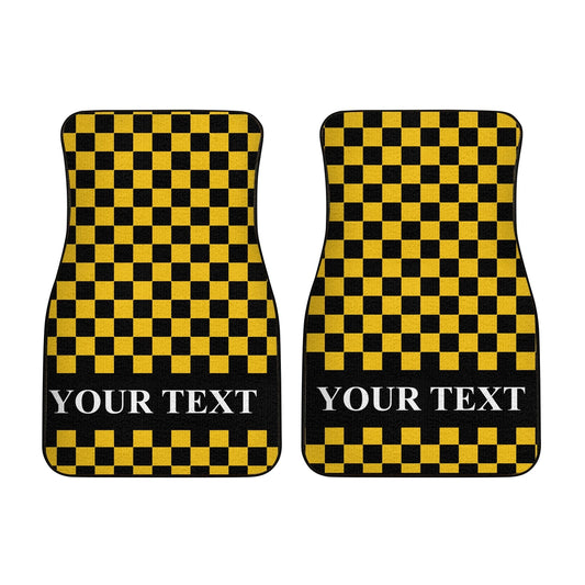 Black Yellow Checkered Personalized Car Floor Mats - Gearcarcover - 2