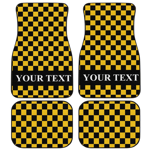 Black Yellow Checkered Personalized Car Floor Mats - Gearcarcover - 1