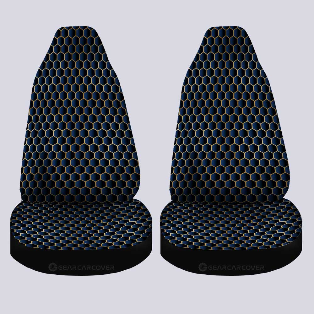Blue Pattern Car Seat Covers Custom Honeycomb Background Car Accessories - Gearcarcover - 2