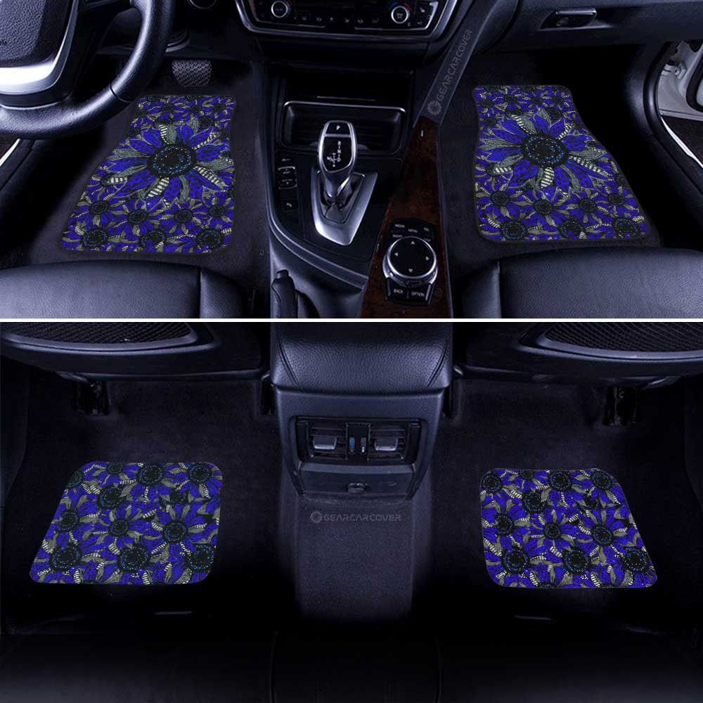 Blue Sunflower Car Floor Mats Custom Car Decoration - Gearcarcover - 3