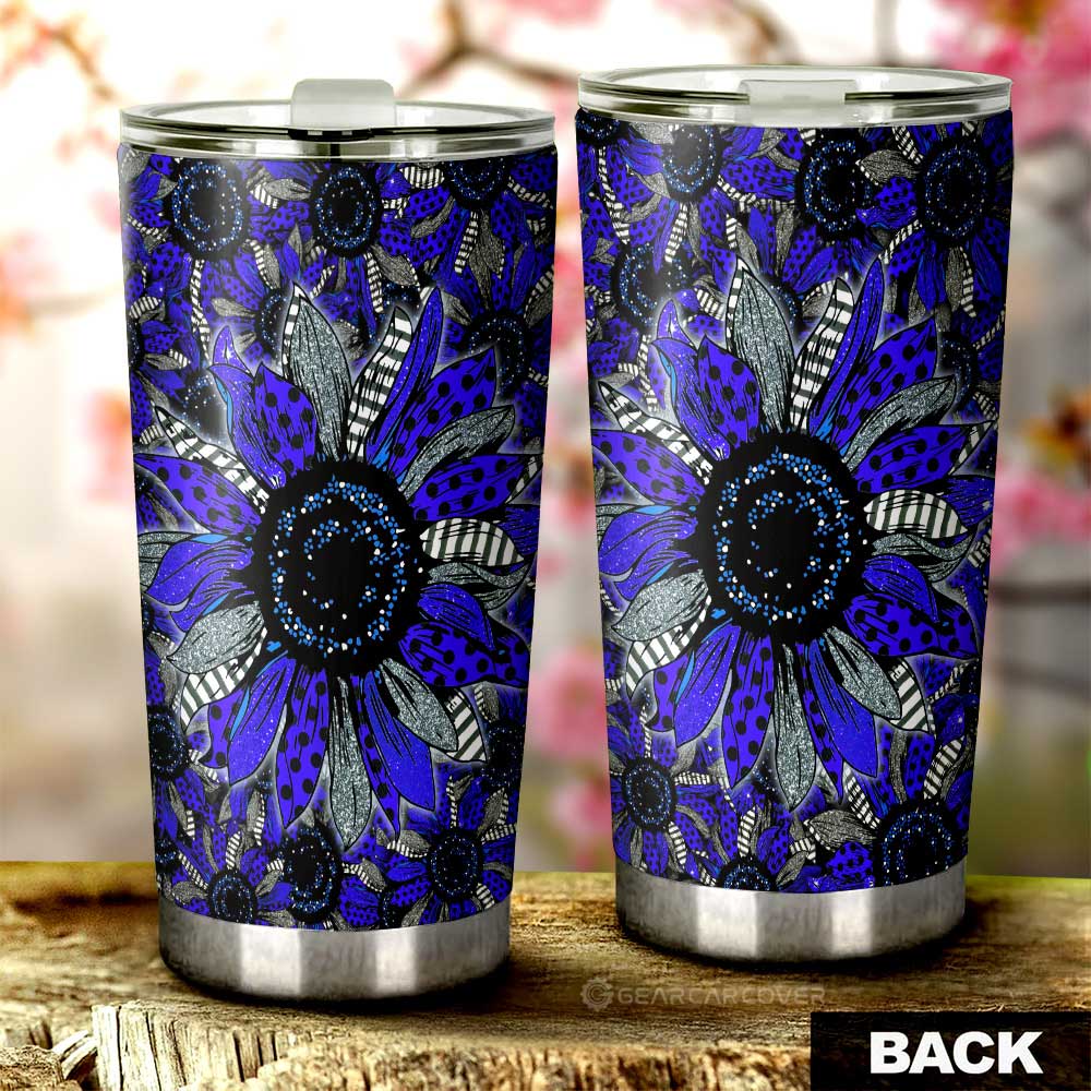 Blue Sunflower Tumbler Cup Custom Car Decoration - Gearcarcover - 3
