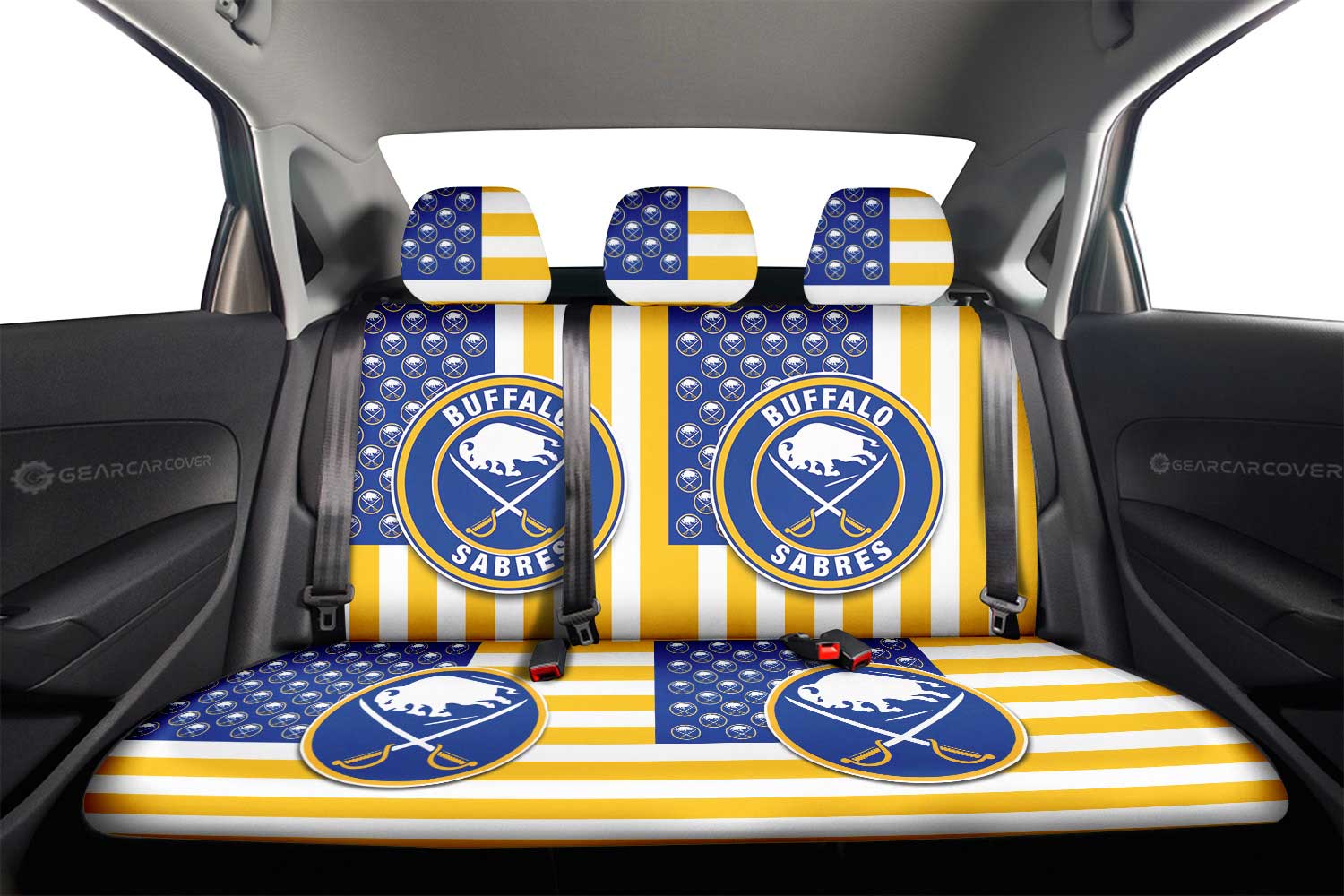 Buffalo Sabres Car Back Seat Cover Custom US Flag Style - Gearcarcover - 2