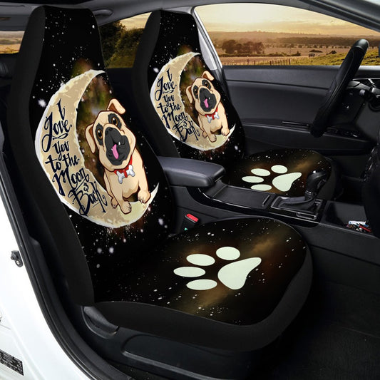 Bulldog Car Seat Covers I Love You To The Moon and Back Cute Car Accessories For Bulldog Owners - Gearcarcover - 2