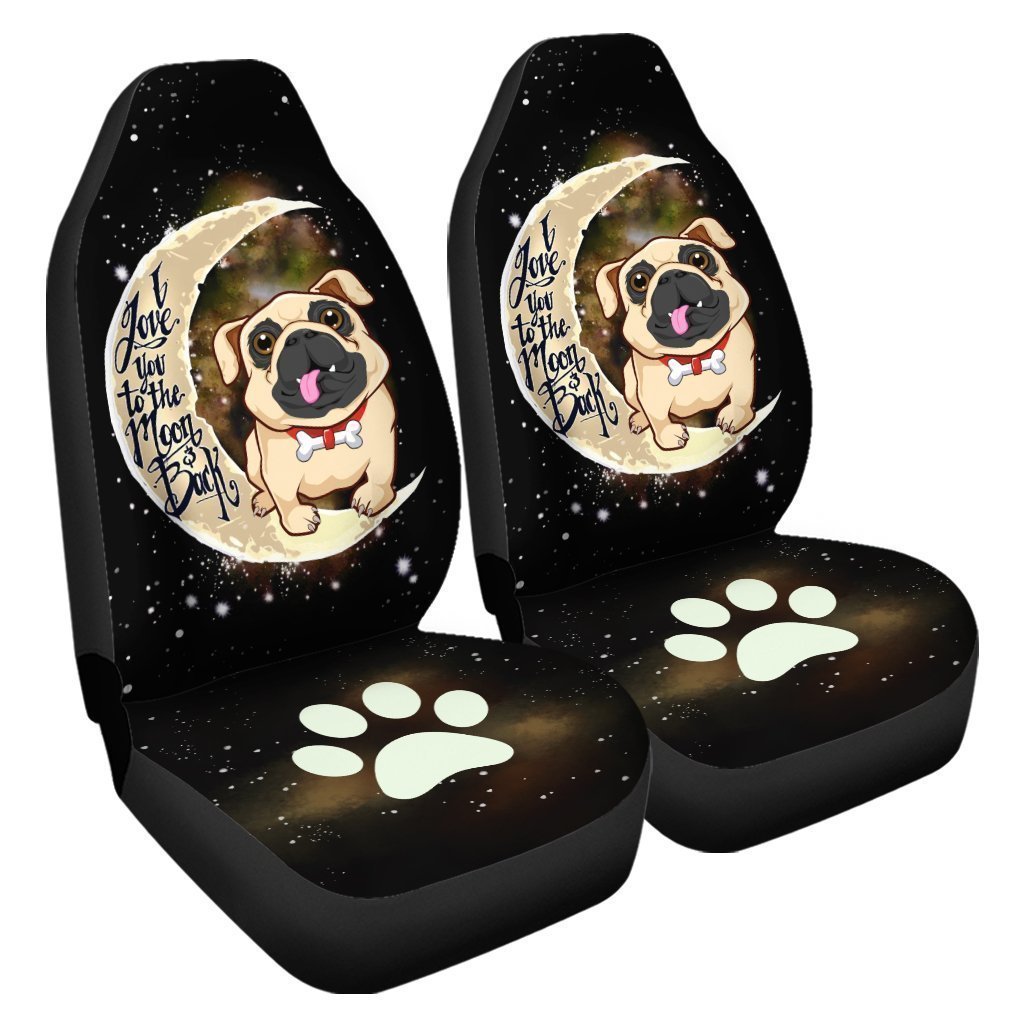 Bulldog Car Seat Covers I Love You To The Moon and Back Cute Car Accessories For Bulldog Owners - Gearcarcover - 3
