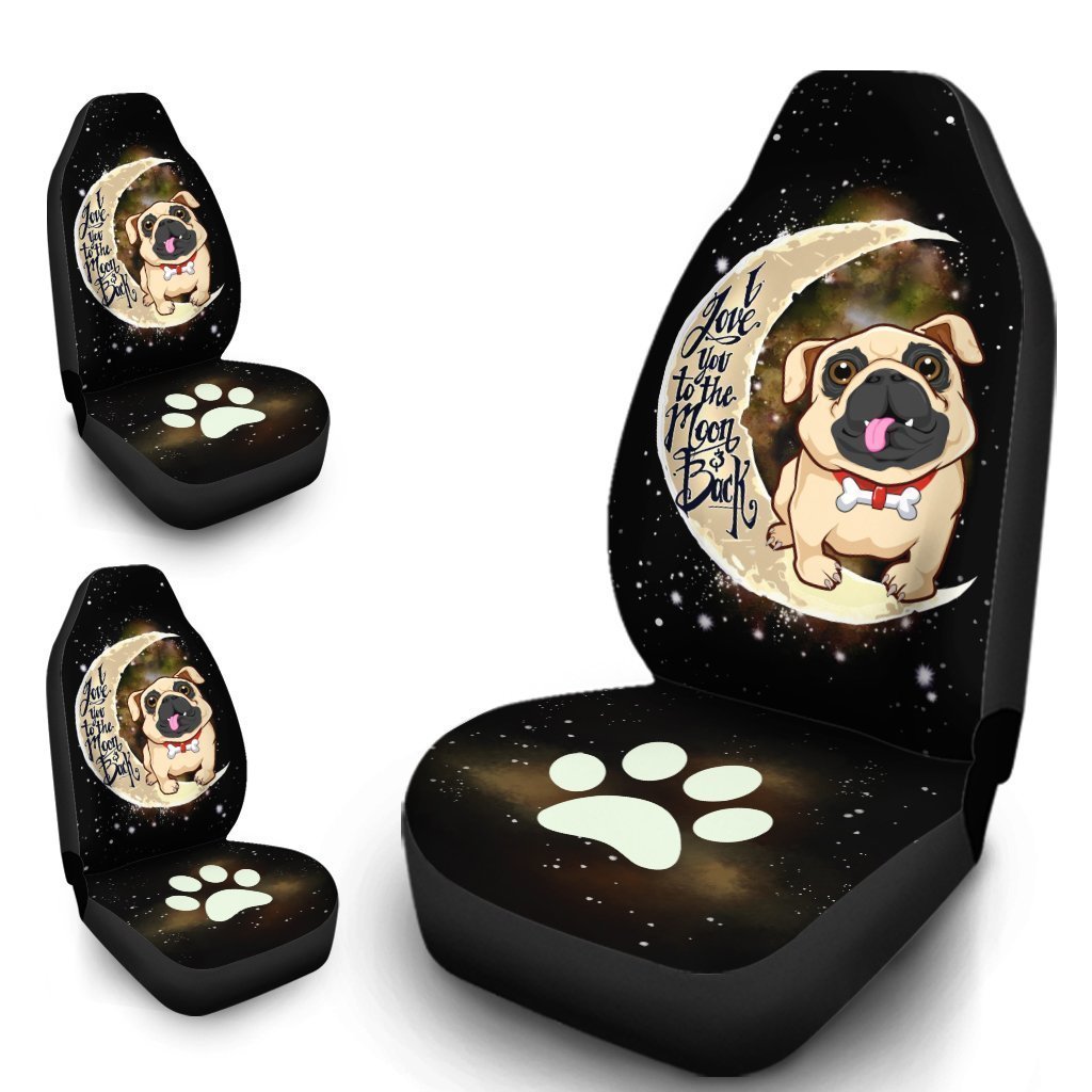 Bulldog Car Seat Covers I Love You To The Moon and Back Cute Car Accessories For Bulldog Owners - Gearcarcover - 4